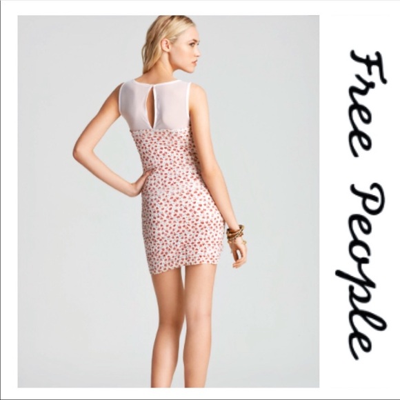 Free People Cream Floral Body Con Dress Size XS - Picture 2 of 8